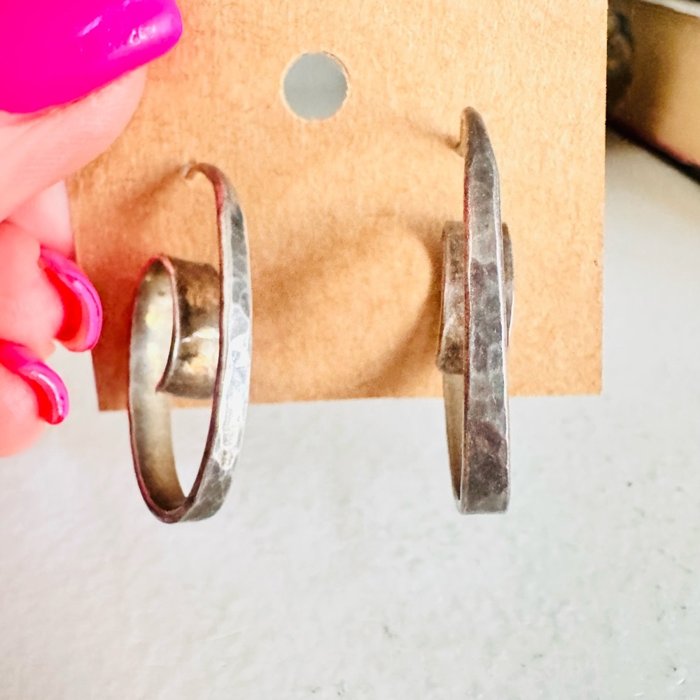 James Avery Silver Textured Hoop Earrings
